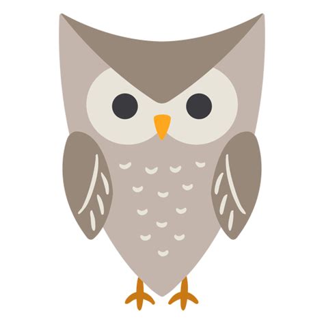 Owl grey eyes open flat - Transparent PNG & SVG vector file