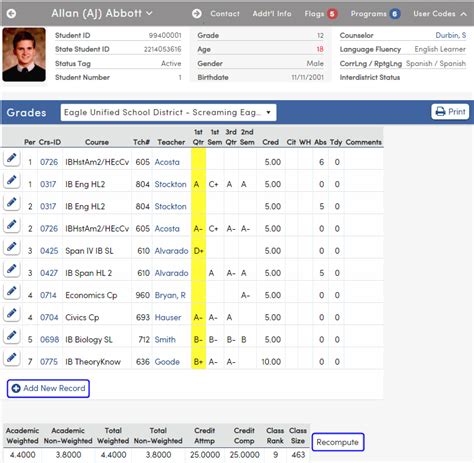 Grade Reporting - Display and Update Student Grades : Aeries Software