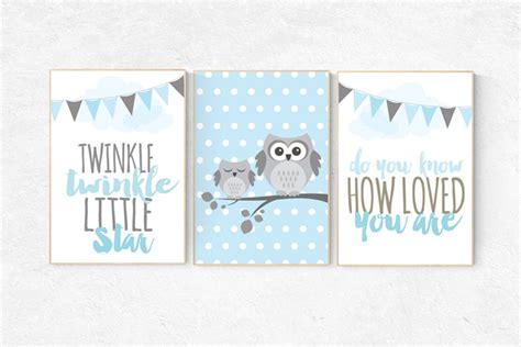 Twinkle Twinkle Little Star, Owl Nursery Art, Baby Boy Nursery Decor ...