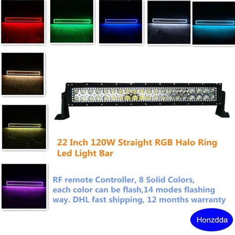 22Inch 120W Halo Led Light Bar with Halo Ring Angel Eyes 1200LM rgb Remote Control Led Bar off ...