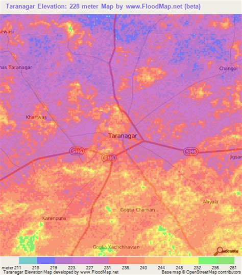 Elevation of Taranagar,India Elevation Map, Topography, Contour