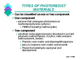 TYPES OF PHOTORESIST MATERIALS