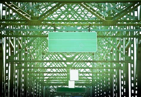 Green Road Sign on Green Bridge Stock Image - Image of blank ...