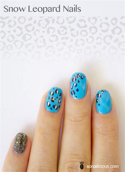 Snow Leopard Print Nail Art - 28 days of SoNailicious Nails