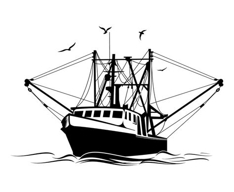 Outline Of A Fishing Boat