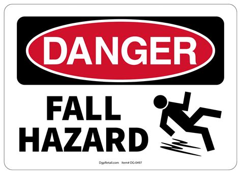 OSHA DANGER SAFETY SIGN FALL HAZARD - Walmart.com - Walmart.com