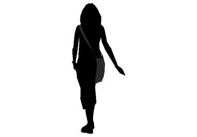 The 2D silhouette, woman walking away