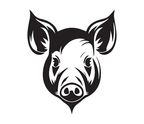 Pig Face, Silhouettes Pig Face, black and white Pig vector 22666808 Vector Art at Vecteezy