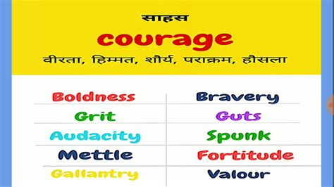 Synonyms of courage,boldness,guts,grit,mettle,spunk,fortitude,valour ...