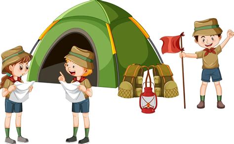 Outdoor camping with kids cartoon character 12803484 Vector Art at Vecteezy