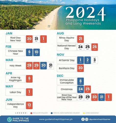 2024 Philippine Holidays Calendar: Holy Week, Long Weekends, When to File Leave, Festivals ...