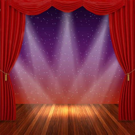 Download Red Curtain On Wooden Stage Background | Wallpapers.com