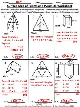 3-D Geometry Unit: Prism Volume, Prism and Pyramid Surface Area, Classification