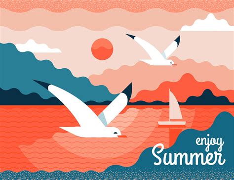 Vector illustrations of summer landscapes. on Behance