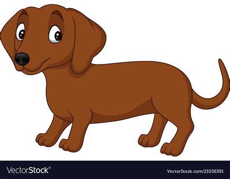 Cartoon dachshund dog isolated on white background