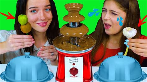 ASMR CHOCOLATE FOUNTAIN FONDUE CHALLENGE | EATING SOUNDS LILIBU - YouTube