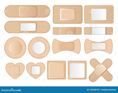 Collection of Different Shaped Band Aids Stock Vector - Illustration of ...