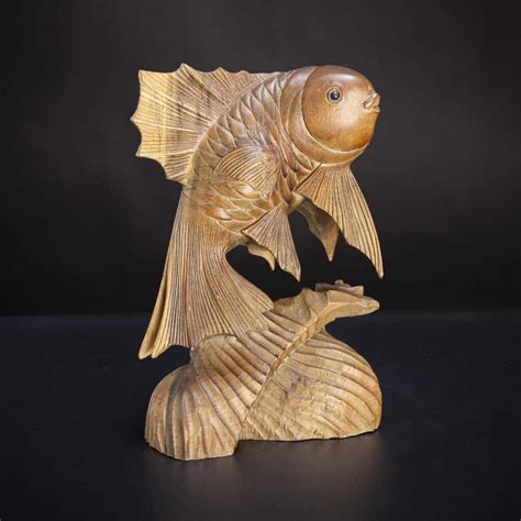 Rosewood Fish Carving Sculpture - Decora Loft