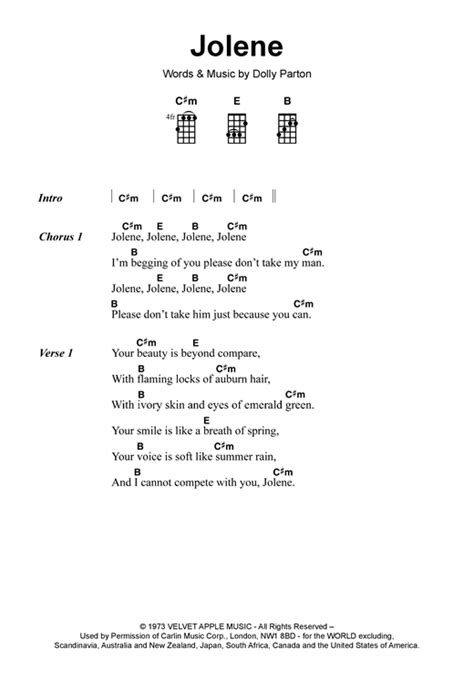 Dolly Parton Jolene Chords Ukulele