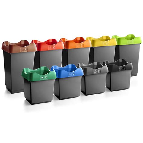 PRECY30 Open Top Recycling Bins with Colour Coded Lids (415 x 410 x 320mm) 30 Litres | Plastor