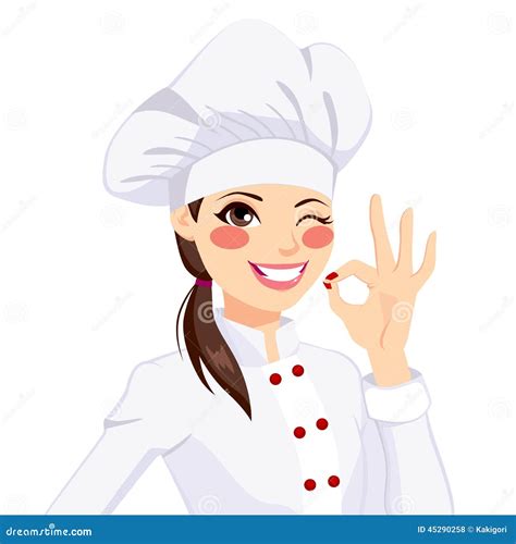 Chef Woman Gesturing Okay Sign Stock Vector - Illustration of cartoon, positive: 45290258