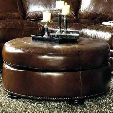 Large Round Coffee Table Ottoman | Round leather ottoman, Black leather ottoman, Brown leather ...