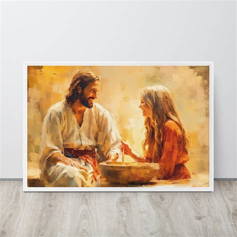 Jesus With the Samaritan Woman at the Well, Framed Canvas Wall Art ...