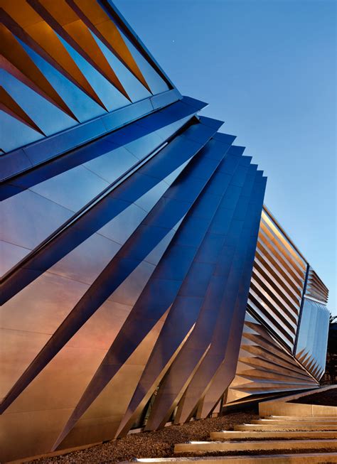 zaha hadid's broad art museum dons a pleated metal facade