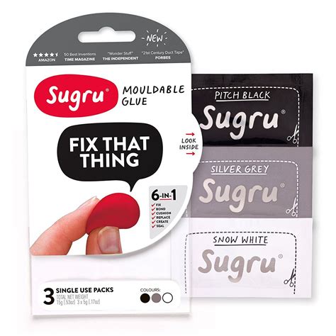 Amazon.com: Sugru Moldable Glue SBWG3 Black/White/Grey 3 pack ...