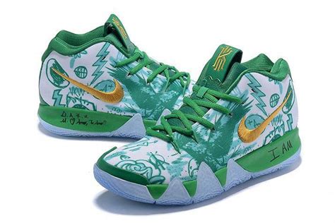 Nike Kyrie 4 Boston Celtics Green White Gold Basketball Shoes-3 | Gold ...