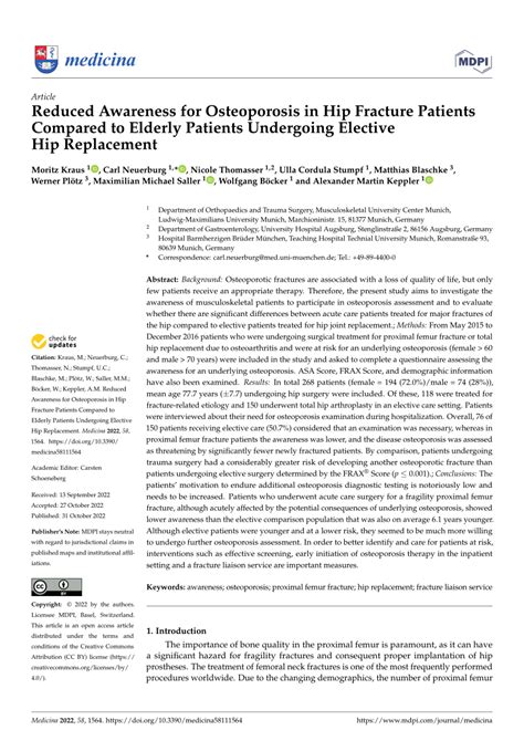 (PDF) Reduced Awareness for Osteoporosis in Hip Fracture Patients ...