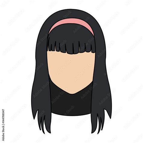 head of woman with long straight hair cartoon icon image vector ...