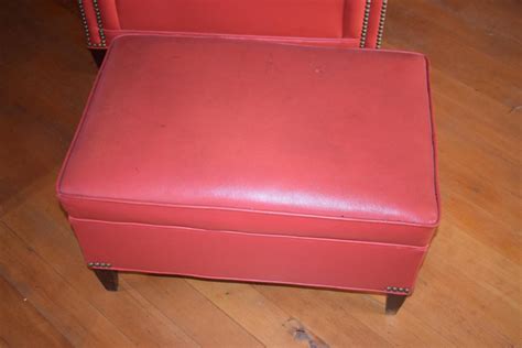 Red Leather Chair & ottoman | EstateSales.org