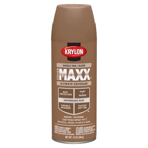 Krylon Gloss Saddle Tan Spray Paint and Primer In One (NET WT. 12-oz ...