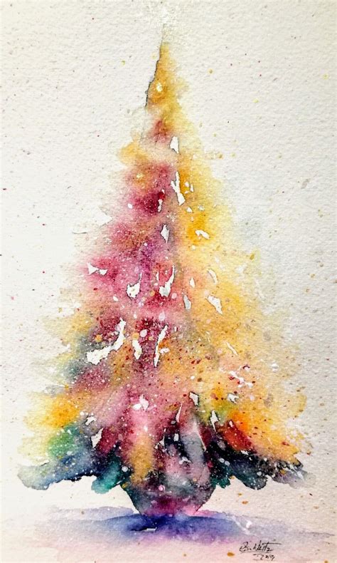 #Arte #acuarela #dibujo #pintura #Ilustración #Navidad #tarjetaNavidad #árbolnavid… | Christmas ...