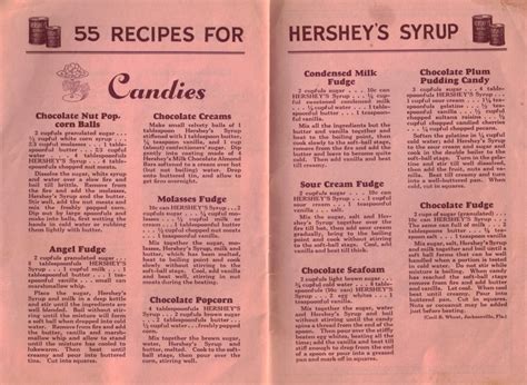 Candies – 55 Recipes For Hershey’s Syrup – Vintage Booklet ...