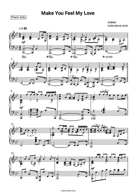 Make you feel my love piano sheet music Adele in Note-Store.com | Piano ...