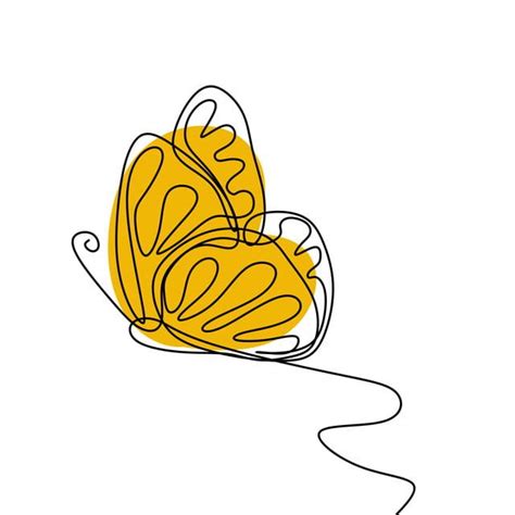 Butterfly One Continuous Line Drawing Element Isolated On White Background For Logo Or ...