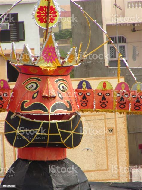 Dussehra Festival Celebration In India With Burning Effigy Of Ravana Stock Photo - Download ...