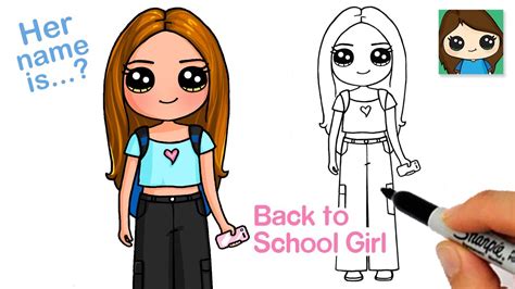 How To Draw a Back to School Cute Girl #4 - YouTube