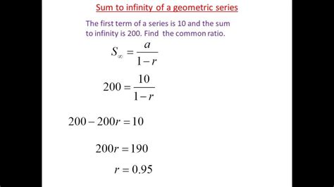 Sum to infinity geometric series - YouTube