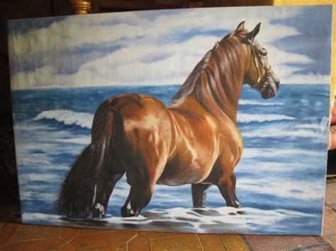 Awesome horse painting. Horse in the ocean, horse swimming at the beach. | Horse painting ...