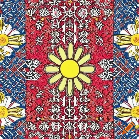 Philippine flag with ethnic pattern design on Craiyon