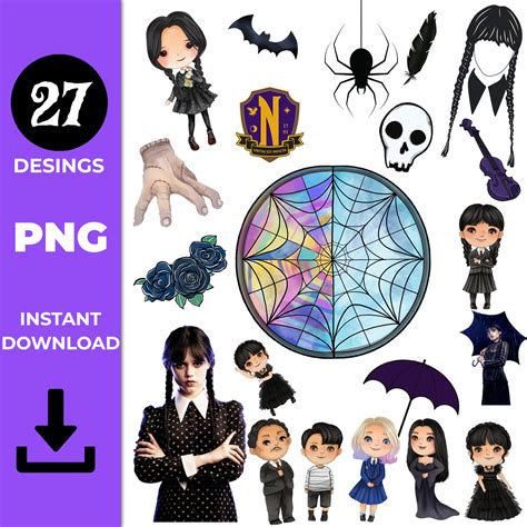 Instant Download Wednesday 27 PNG Wednesday Addams Party - Etsy