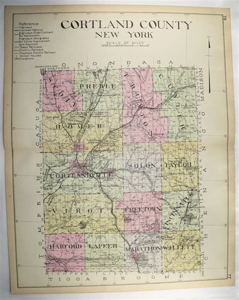 Large Map Cortland County NY Cortland NY Map 1912 New York | Etsy