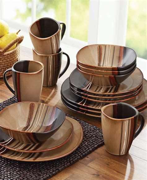 Better Homes and Gardens Bazaar Brown 16-Piece Dinnerware Set ...