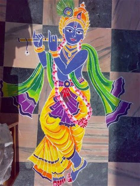 Krishna Janmashtami Rangoli designs with colours and dots 2024 - K4 Craft