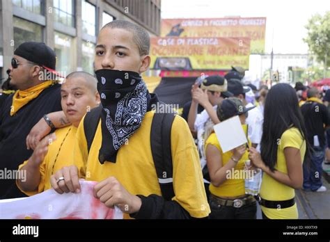 Milan (Italy), members of the group Latin Kings participate in a demonstration for immigrant ...