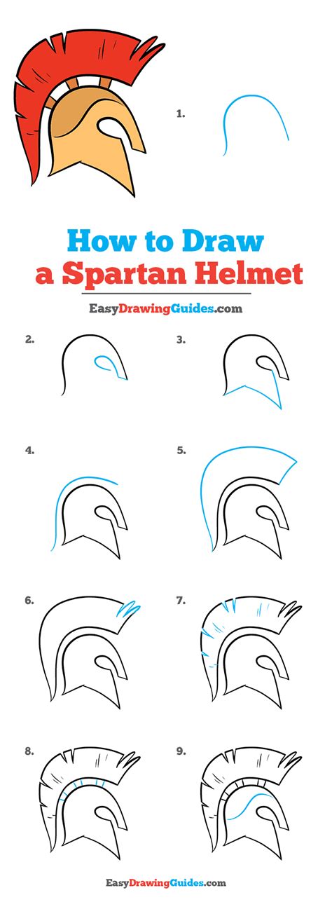 How to Draw a Spartan Helmet - Really Easy Drawing Tutorial