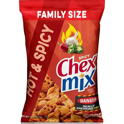 Chex Mix Snack Mix, Hot & Spicy, Family Size 15 Oz. - Walmart.com ...